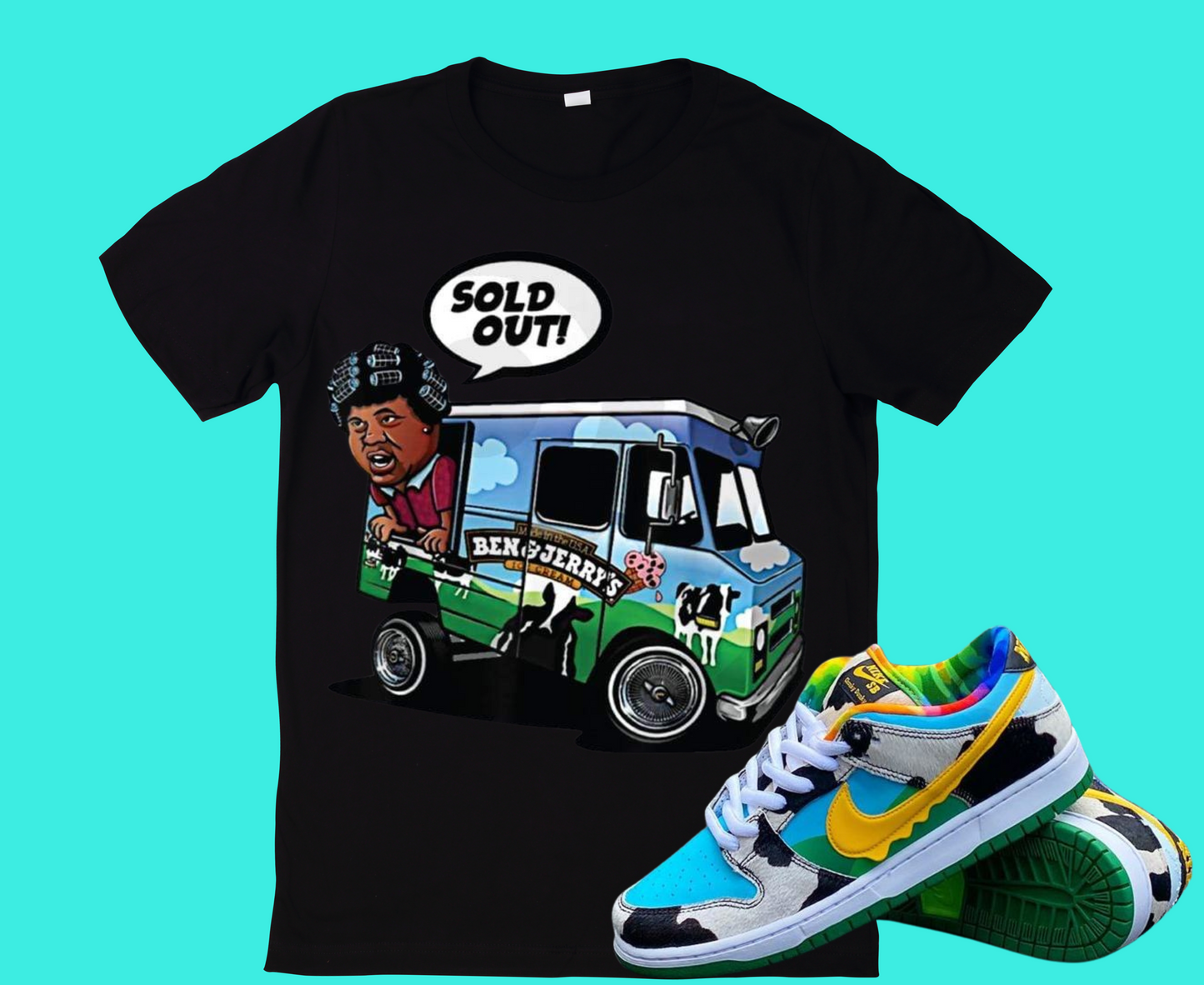 "Ghetto Ice Cream Truck Chunky Dunk" T-shirt to Match Ben Jerry ice Cream Chunky Dunks - The Tshirt Goat