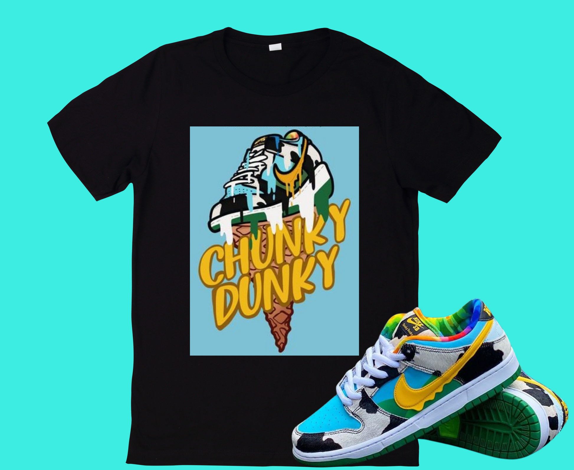 "Ice Cream Drip Chunky Dunk" T-shirt to Match Ben Jerry ice Cream Chunky Dunks - The Tshirt Goat