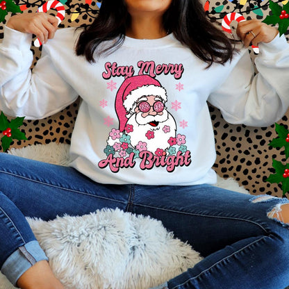 Sudadera navideña con purpurina sintética "Stay Merry &amp; Bright"