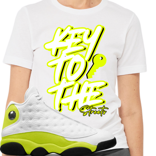 "Key to the Streets" T-shirt to Match Jordan Volt/Black/White - The Tshirt Goat