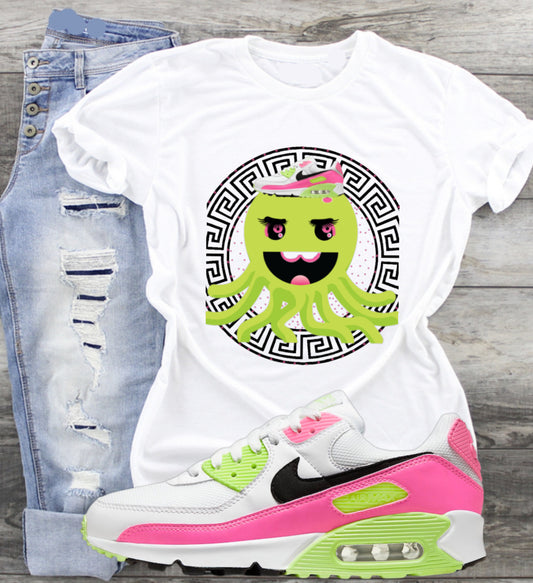 "Ghost Green Octopus" T-shirt to Match Air Max 90 White/Black/Pink Blast/Ghost Green - The Tshirt Goat